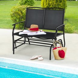 Iron Patio Rocking Chair for Outdoor Backyard and Lawn (Color: Black)