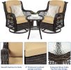 Outdoor Bistro Set 3 Pieces;  Outdoor Resin Wicker Swivel Rocker Patio Chair;  360-Degree Swivel Rocking Chairs and Tempered Glass Top Side Coffee Tab